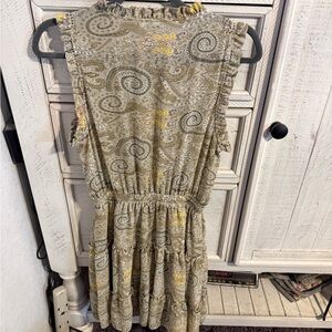 Elan Beige and Yellow Paisley Mini Dress
